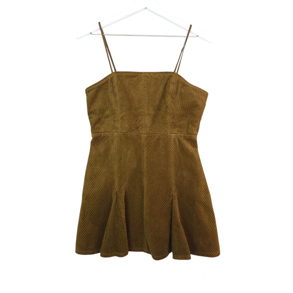 Urban Outfitters Kensie Corduroy Lace Up Back Mini Dress Women M Brown Cotton